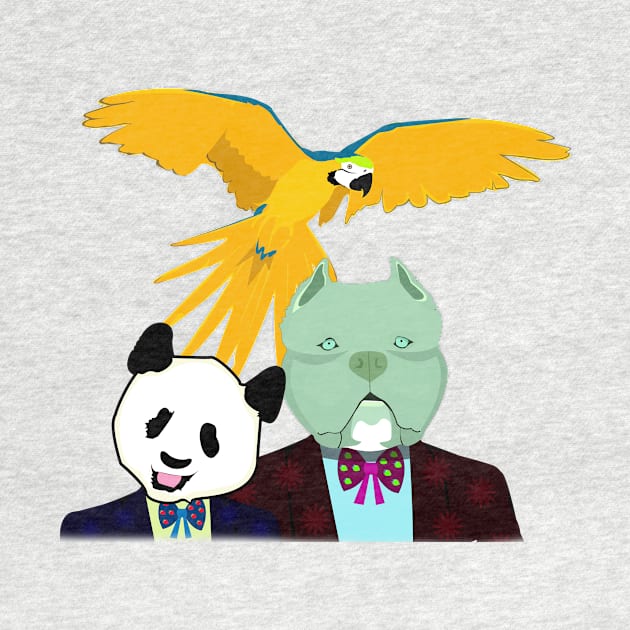 Pit bull, Parrot and Panda by momomoma